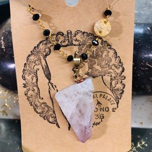 Black Small Beads Necklace Quartz Necklace Gift